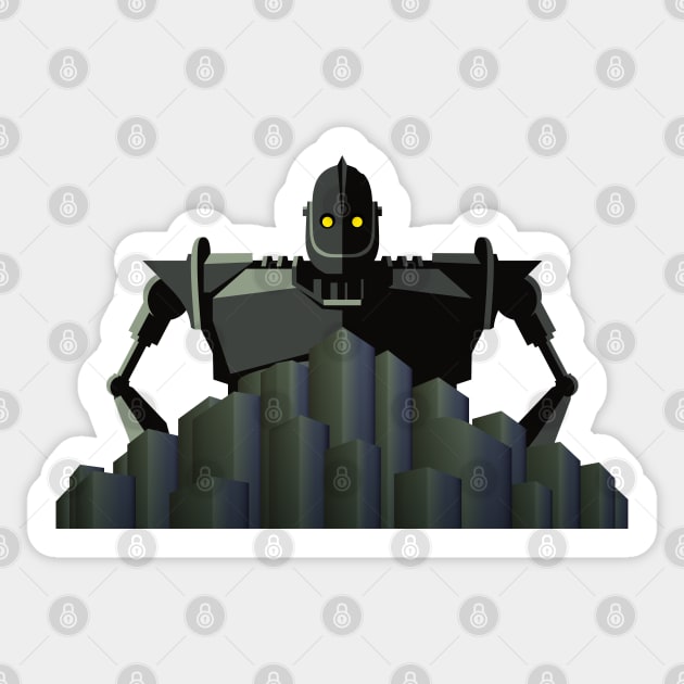 the iron giant watching over Sticker by AtelierNab